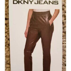 New DKNY pants brown size L  faux leather